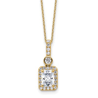 14k 2ct Cert Lab Grown Dia VS/SI+ G+ Radiant Comp 18in Halo Necklace