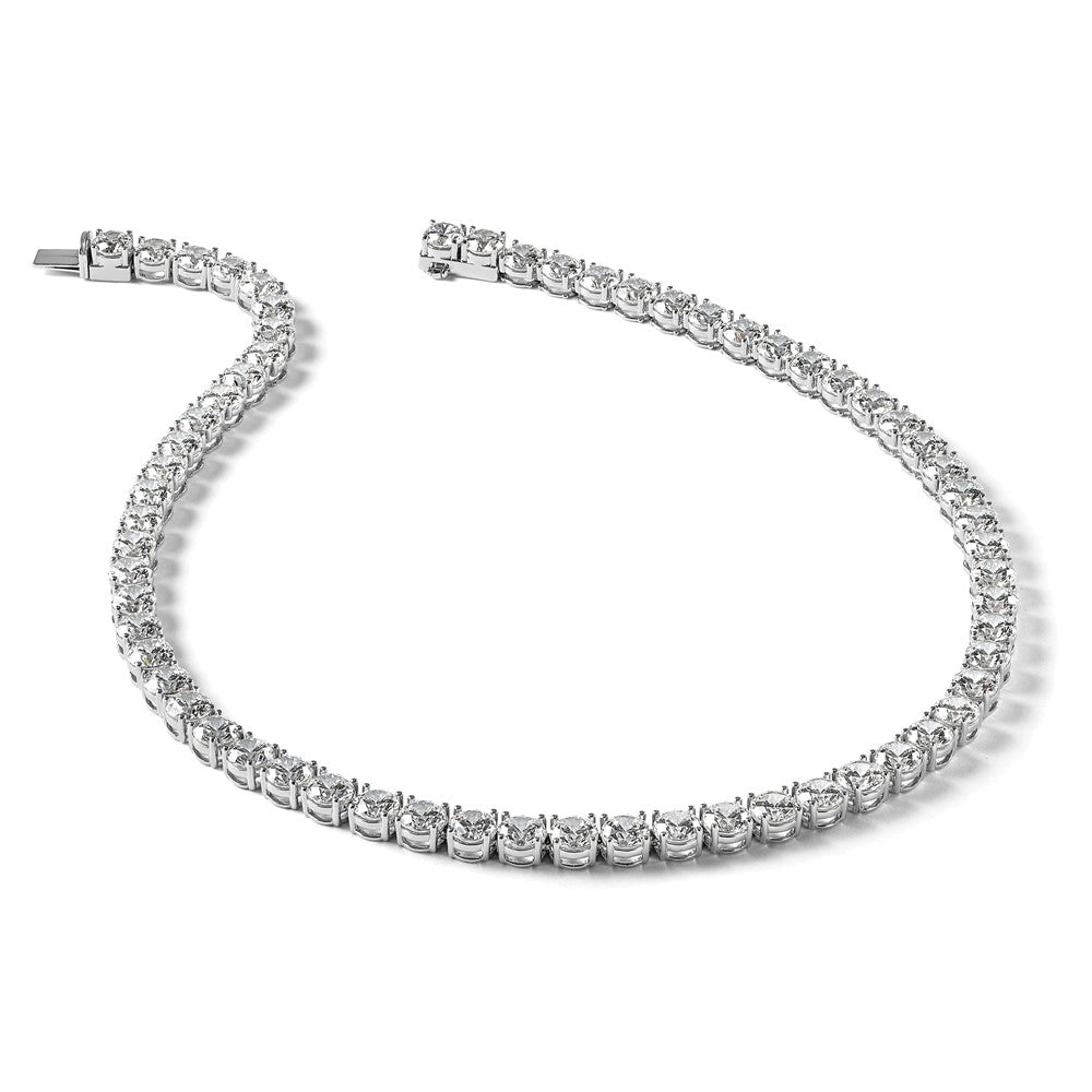 14kw 91ct Lab Grown Diamond VS+ F+ 24in Round Straight Tennis Necklace