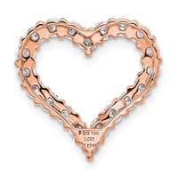 14k Rose Gold 1ct Lab Grown Diamond VS/SI+ G+ Comp Heart Chain Slide