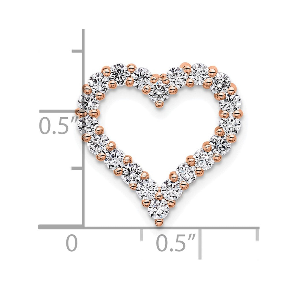 14k Rose Gold 1ct Lab Grown Diamond VS/SI+ G+ Comp Heart Chain Slide