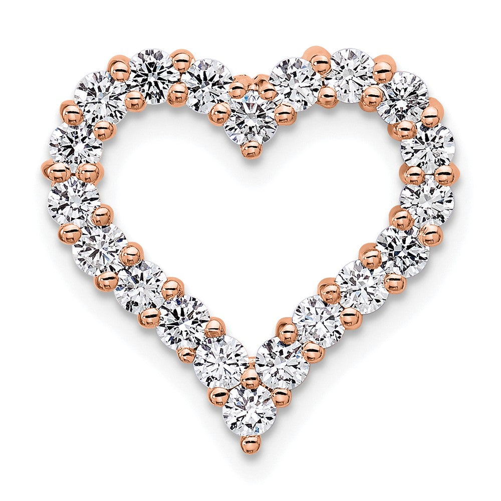 14k Rose Gold 1ct Lab Grown Diamond VS/SI+ G+ Comp Heart Chain Slide