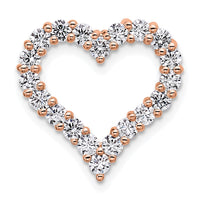 14k Rose Gold 1ct Lab Grown Diamond VS/SI+ G+ Comp Heart Chain Slide