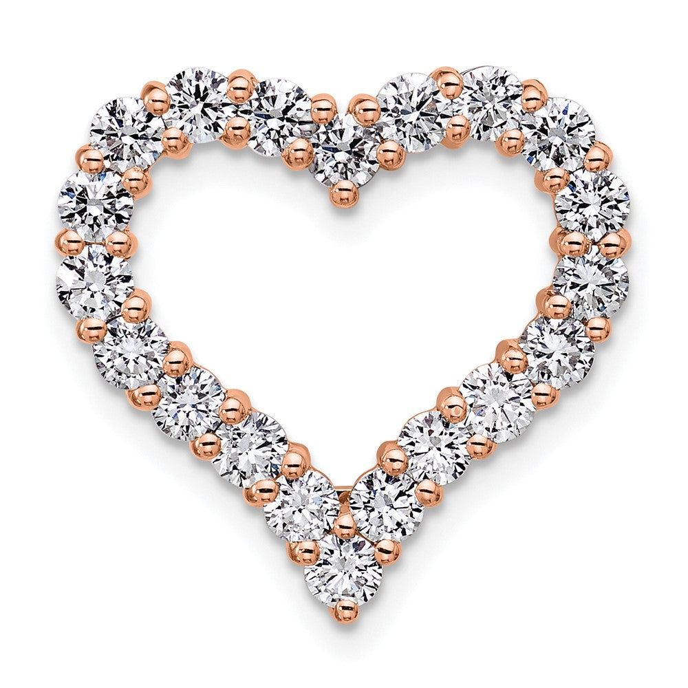 14k Rose Gold 1 1/2ct Lab Grown Diamond VS/SI+ G+ Comp Heart Chain Slide