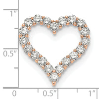 14k Rose Gold 2ct Lab Grown Diamond VS/SI+ G+ Comp Heart Chain Slide
