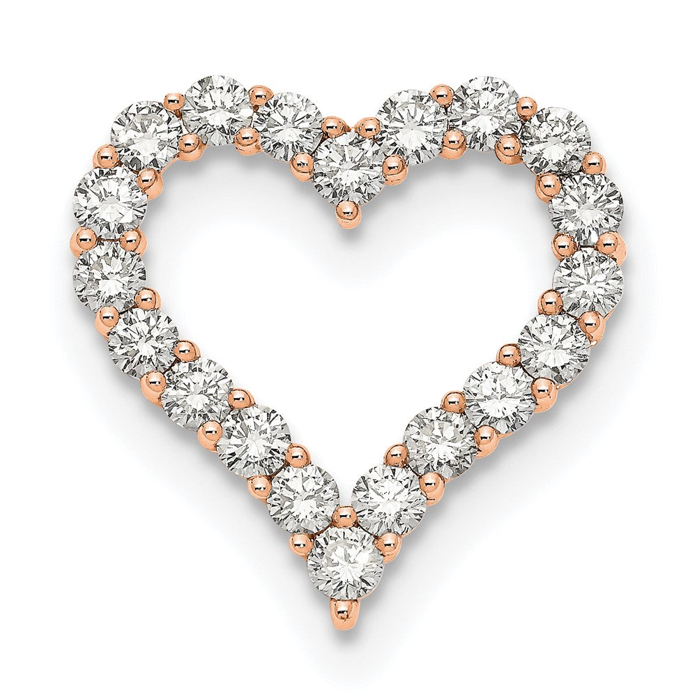 14k Rose Gold 2ct Lab Grown Diamond VS/SI+ G+ Comp Heart Chain Slide