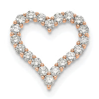 14k Rose Gold 2ct Lab Grown Diamond VS/SI+ G+ Comp Heart Chain Slide