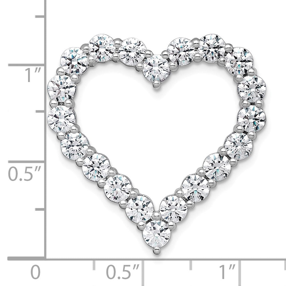 14k White Gold 4ct Lab Grown Diamond VS+ F+ Comp Heart Chain Slide