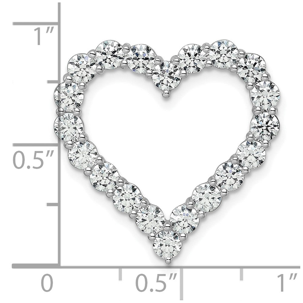 14k White Gold 3ct Lab Grown Diamond VS/SI+ G+ Comp Heart Chain Slide