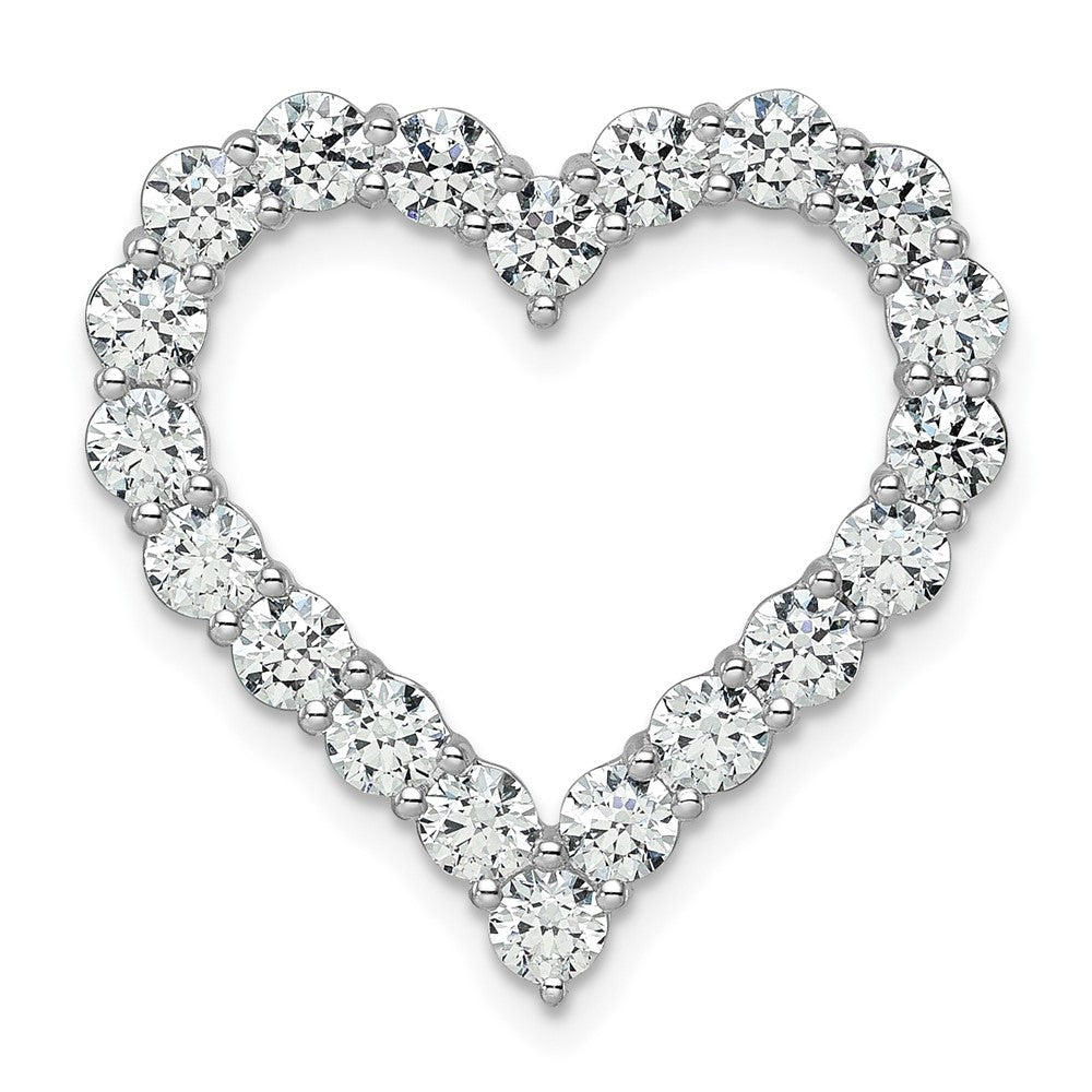 14k White Gold 3ct Lab Grown Diamond VS/SI+ G+ Comp Heart Chain Slide