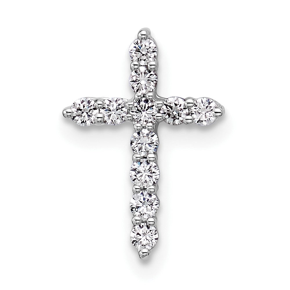 14kw 1/5ct Lab Grown Diamond VS+ F+ Comp Cross Chain Slide Pendant