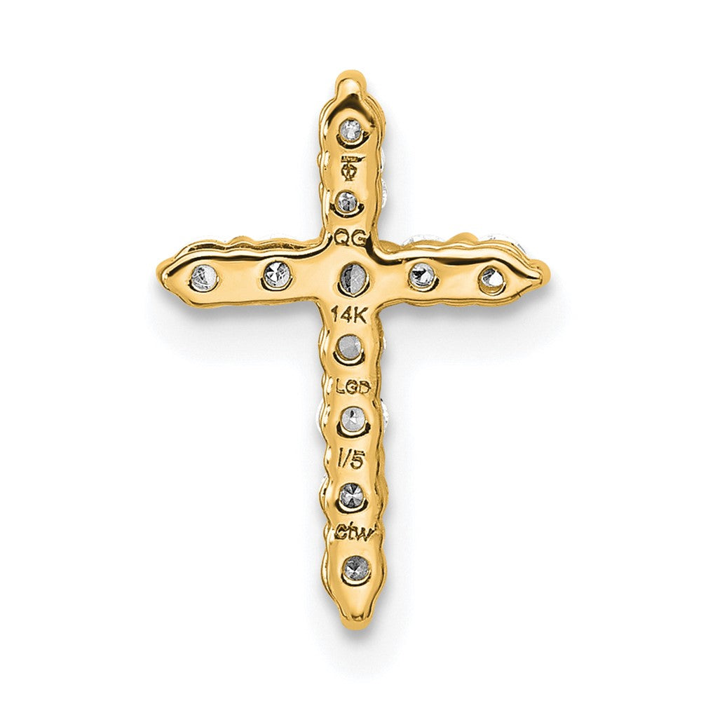 14k 1/5ct Lab Grown Diamond VS/SI+ G+ Comp Cross Chain Slide Pendant