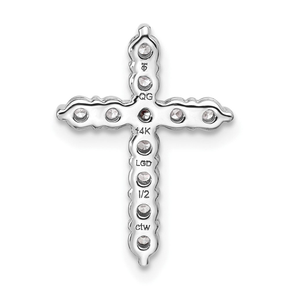14kw 1/2ct Lab Grown Diamond VS+ F+ Comp Cross Chain Slide Pendant