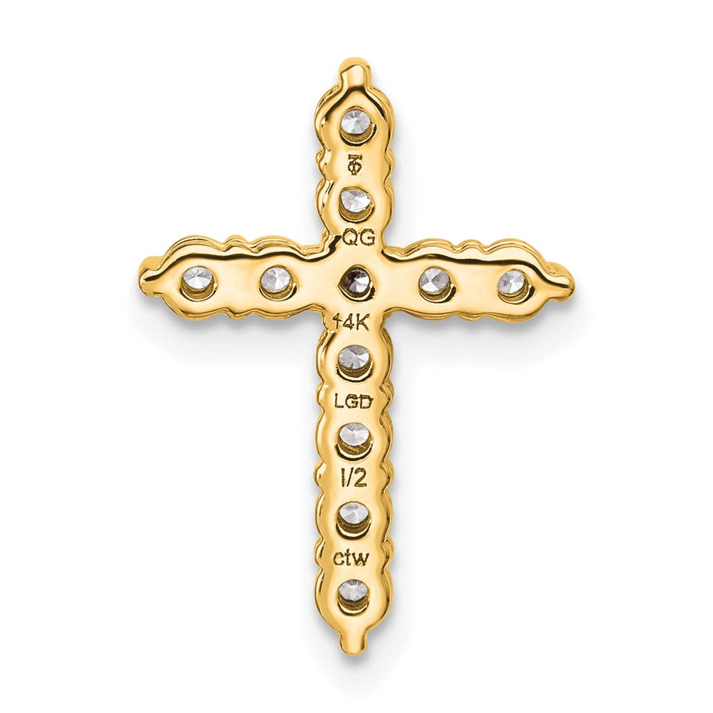 14k 1/2ct Lab Grown Diamond VS+ F+ Comp Cross Chain Slide Pendant