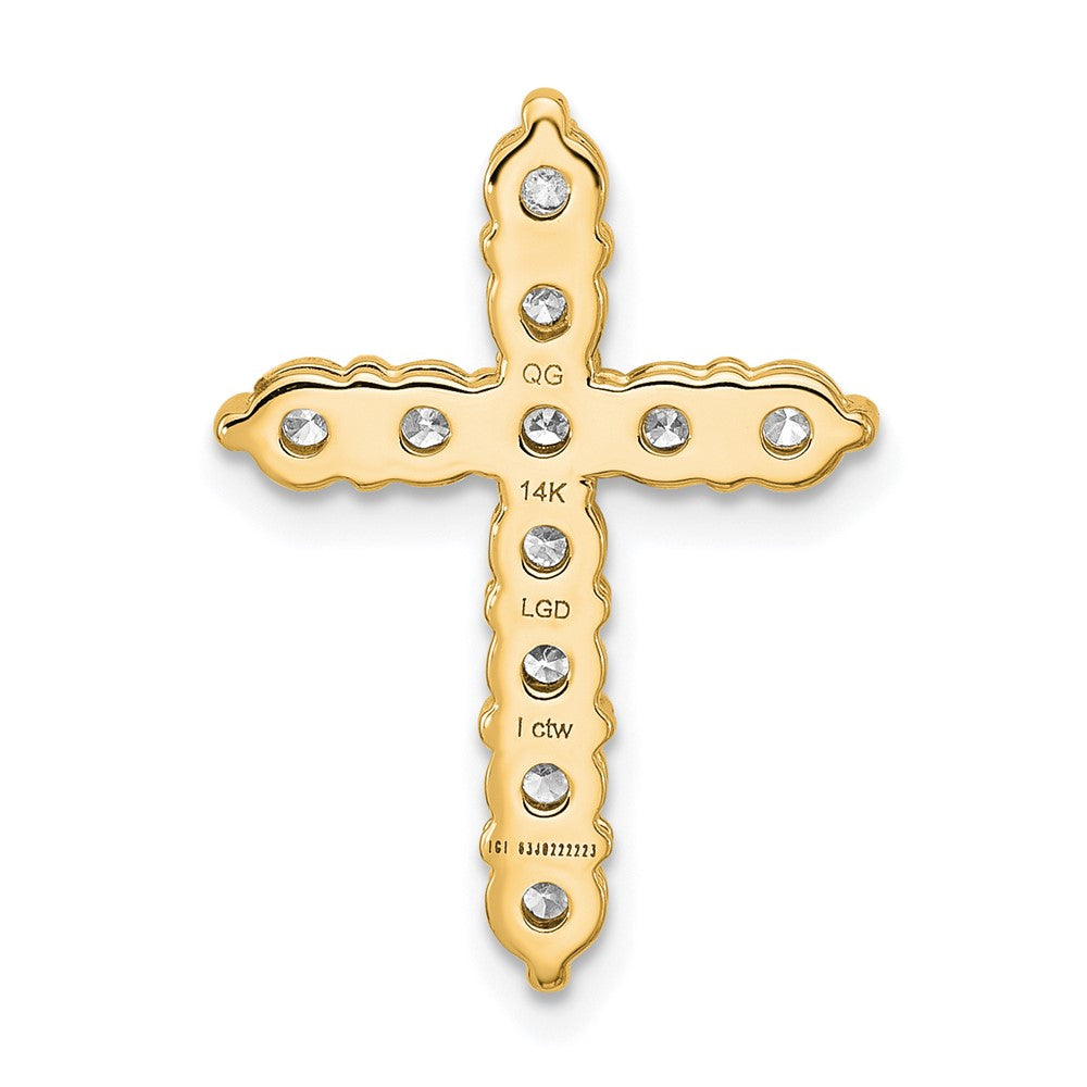 14k 1ct Lab Grown Diamond VS+ F+ Comp Cross Chain Slide Pendant
