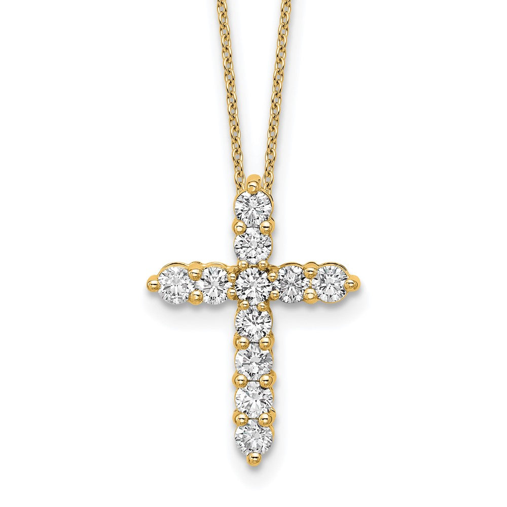 14k 1ct Lab Grown Diamond VS/SI+ G+ Comp 18in Cross Pendant Necklace