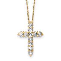 14k 1ct Lab Grown Diamond VS/SI+ G+ Comp 18in Cross Pendant Necklace