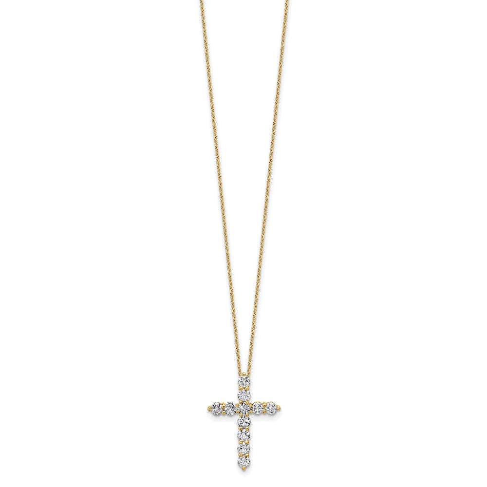 14k 1 1/2ct Lab Grown Diamond VS/SI+ G+ Comp 18in Cross Pendant Necklace