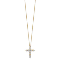 14k 1 1/2ct Lab Grown Diamond VS/SI+ G+ Comp 18in Cross Pendant Necklace