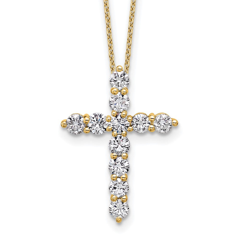 14k 1 1/2ct Lab Grown Diamond VS/SI+ G+ Comp 18in Cross Pendant Necklace