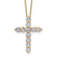 14k 1 1/2ct Lab Grown Diamond VS/SI+ G+ Comp 18in Cross Pendant Necklace