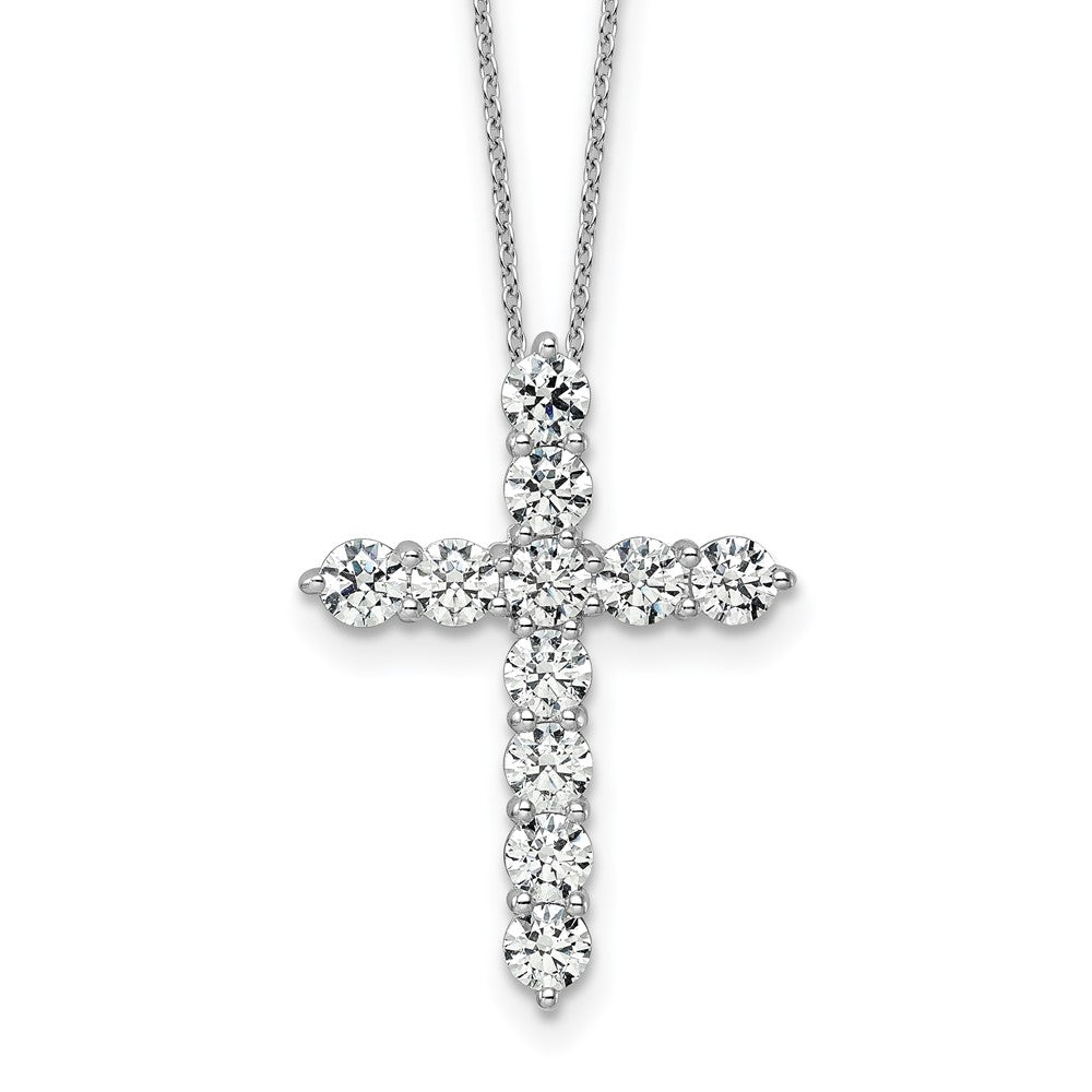 14kw 3ct Lab Grown Diamond VS/SI+ G+ Comp 18in Cross Pendant Necklace