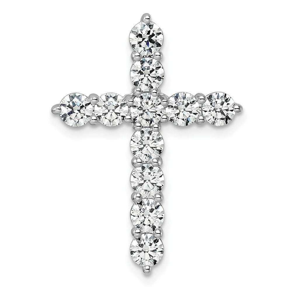 14kw 3ct Lab Grown Diamond VS+ F+ Comp Cross Chain Slide Pendant