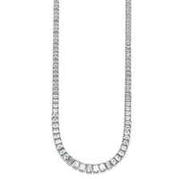 14kw 29 1/6ct Cert Lab Grown Dia VS/SI+ G+ Emerald Grad Tennis Necklace
