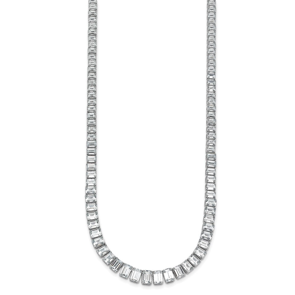14kw 29 1/6ct Cert Lab Grown Dia VS+ F+ 17in Emerald Grad Tennis Necklace