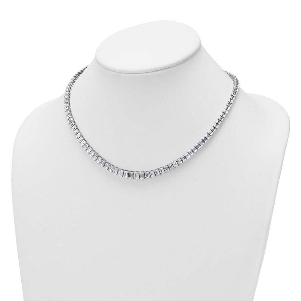 14kw 29 1/6ct Cert Lab Grown Dia VS+ F+ 17in Emerald Grad Tennis Necklace