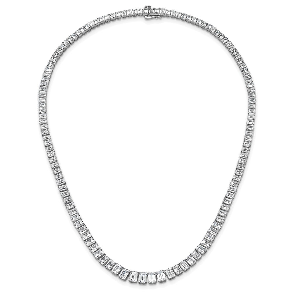 14kw 29 1/6ct Cert Lab Grown Dia VS/SI+ G+ Emerald Grad Tennis Necklace