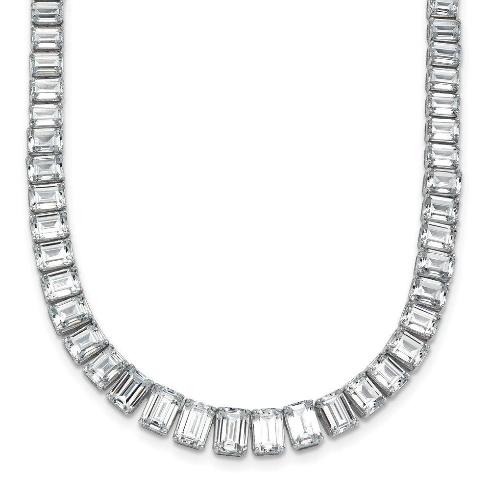 14kw 29 1/6ct Cert Lab Grown Dia VS/SI+ G+ Emerald Grad Tennis Necklace