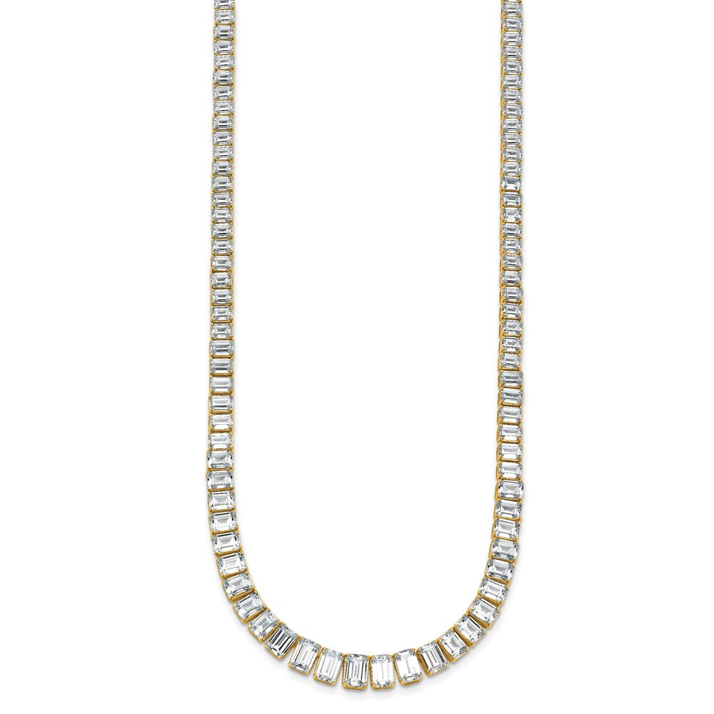 14k 29 1/6ct Lab Grown Dia VS/SI+ G+ 17in Emerald Grad Tennis Necklace