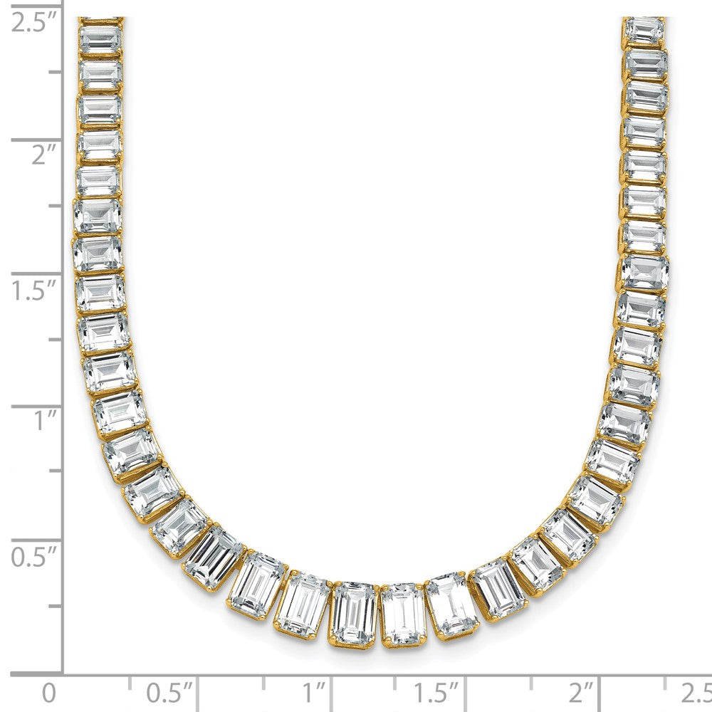 14k 29 1/6ct Lab Grown Dia VS/SI+ G+ 17in Emerald Grad Tennis Necklace