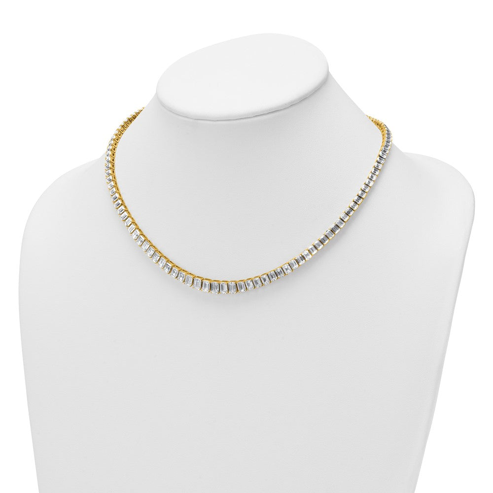 14k 29 1/6ct Cert Lab Grown Dia VS+ F+ 17in Emerald Grad Tennis Necklace