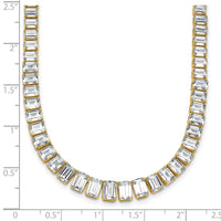 14k 29 1/6ct Cert Lab Grown Dia VS+ F+ 17in Emerald Grad Tennis Necklace