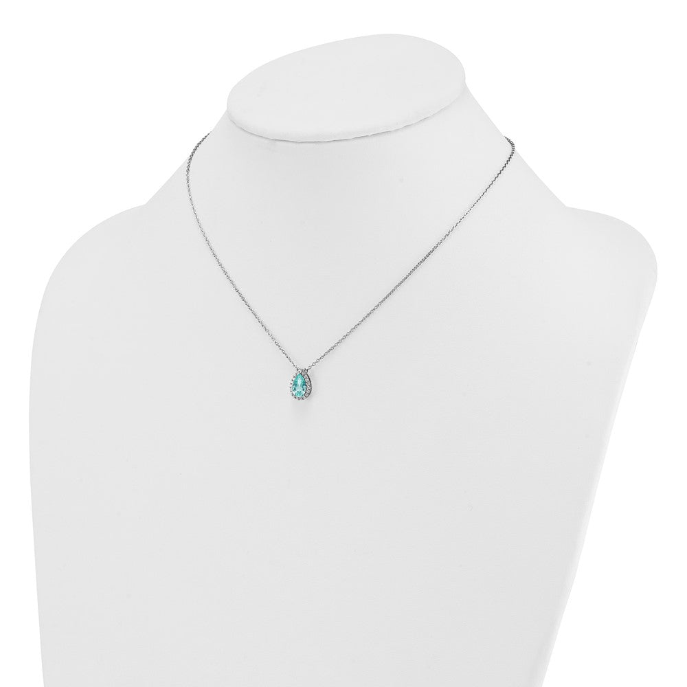 14kw 1/6 ct Lab Grown Dia VS/SI+ G+ & Cr Paraiba 18in Pendant Necklace