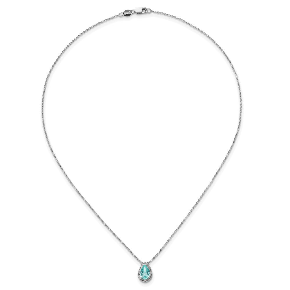 14kw 1/6 ct Lab Grown Dia VS/SI+ G+ & Cr Paraiba 18in Pendant Necklace