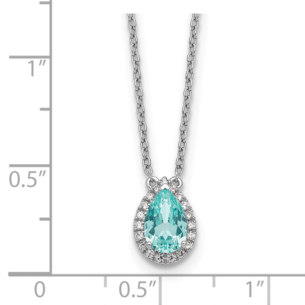 14kw 1/6 ct Lab Grown Dia VS/SI+ G+ & Cr Paraiba 18in Pendant Necklace