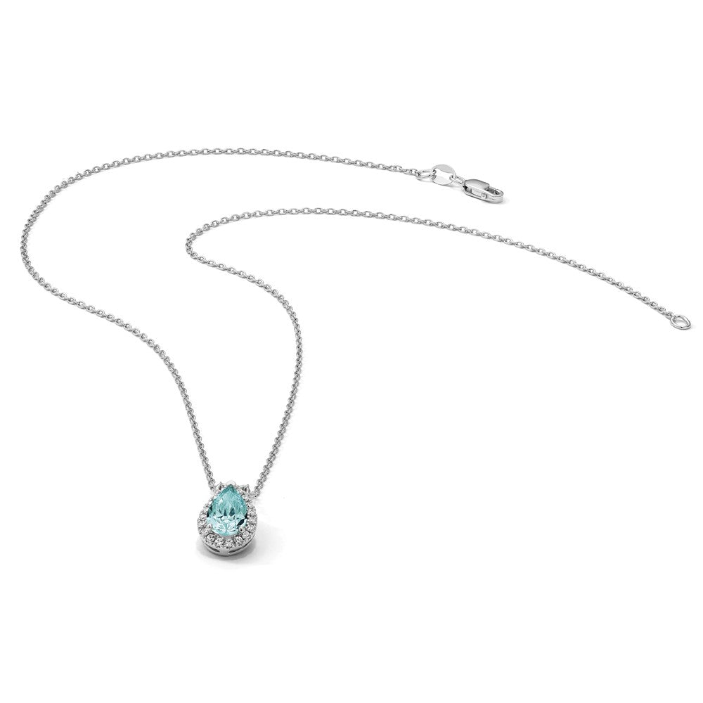 14kw 1/6 ct Lab Grown Dia VS/SI+ G+ & Cr Paraiba 18in Pendant Necklace