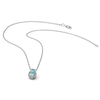 14kw 1/6 ct Lab Grown Dia VS/SI+ G+ & Cr Paraiba 18in Pendant Necklace