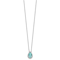 14kw 1/4 ct Lab Grown Dia VS/SI+ G+ & Cr Paraiba 18in Pendant Necklace