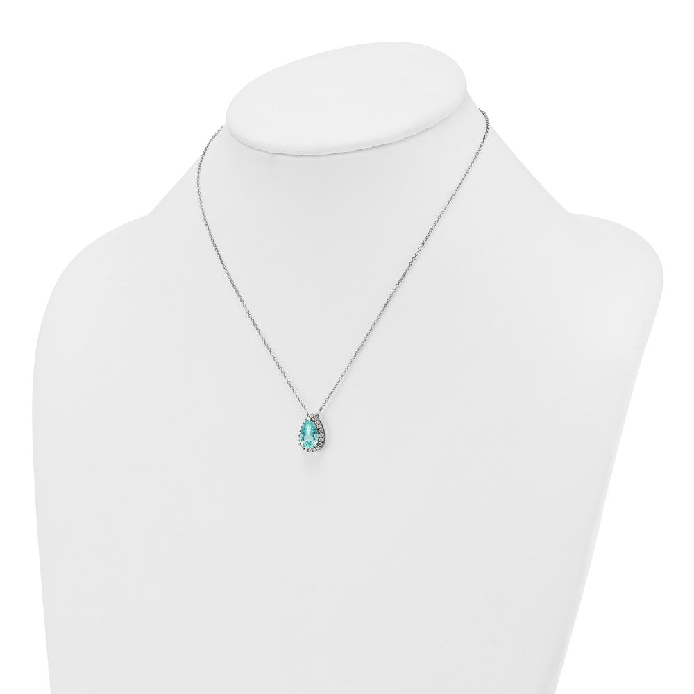 14kw 1/4 ct Lab Grown Dia VS/SI+ G+ & Cr Paraiba 18in Pendant Necklace