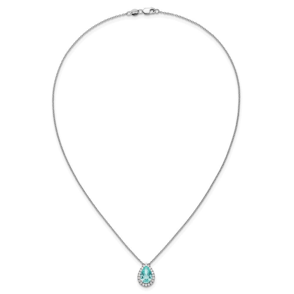 14kw 1/4 ct Lab Grown Dia VS/SI+ G+ & Cr Paraiba 18in Pendant Necklace