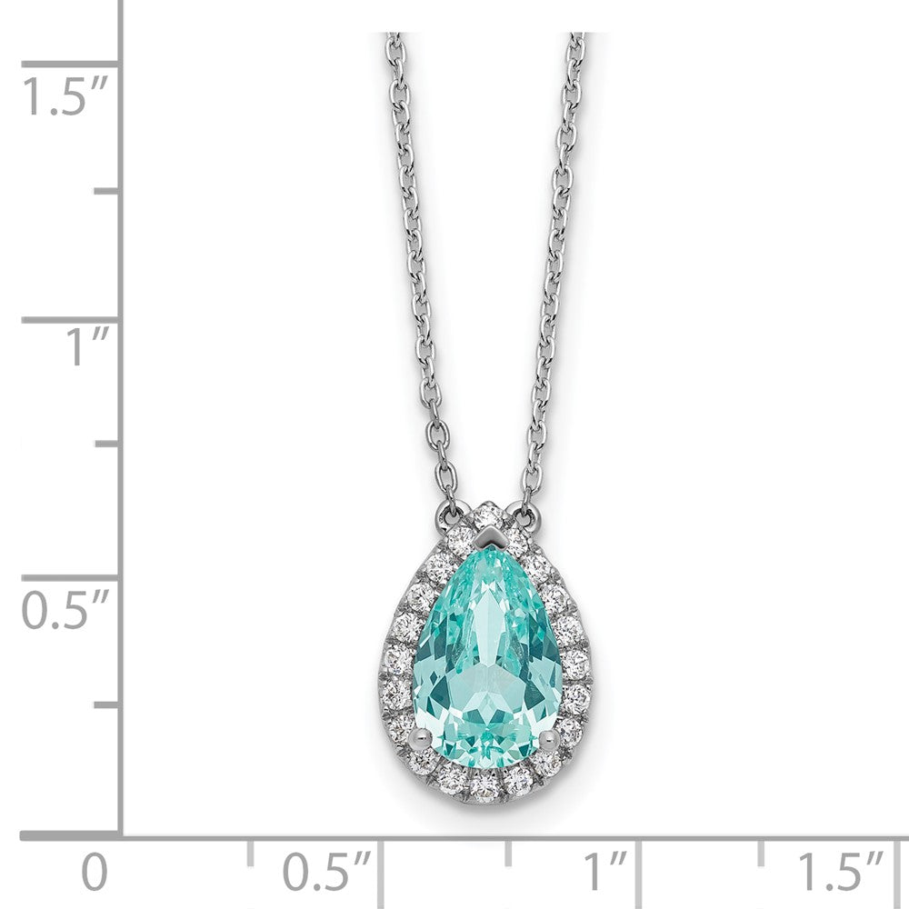 14kw 1/4 ct Lab Grown Dia VS/SI+ G+ & Cr Paraiba 18in Pendant Necklace