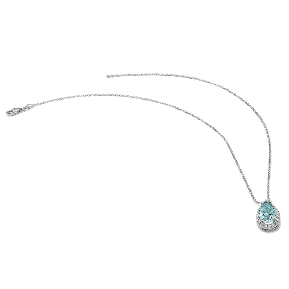 14kw 1/4 ct Lab Grown Dia VS/SI+ G+ & Cr Paraiba 18in Pendant Necklace