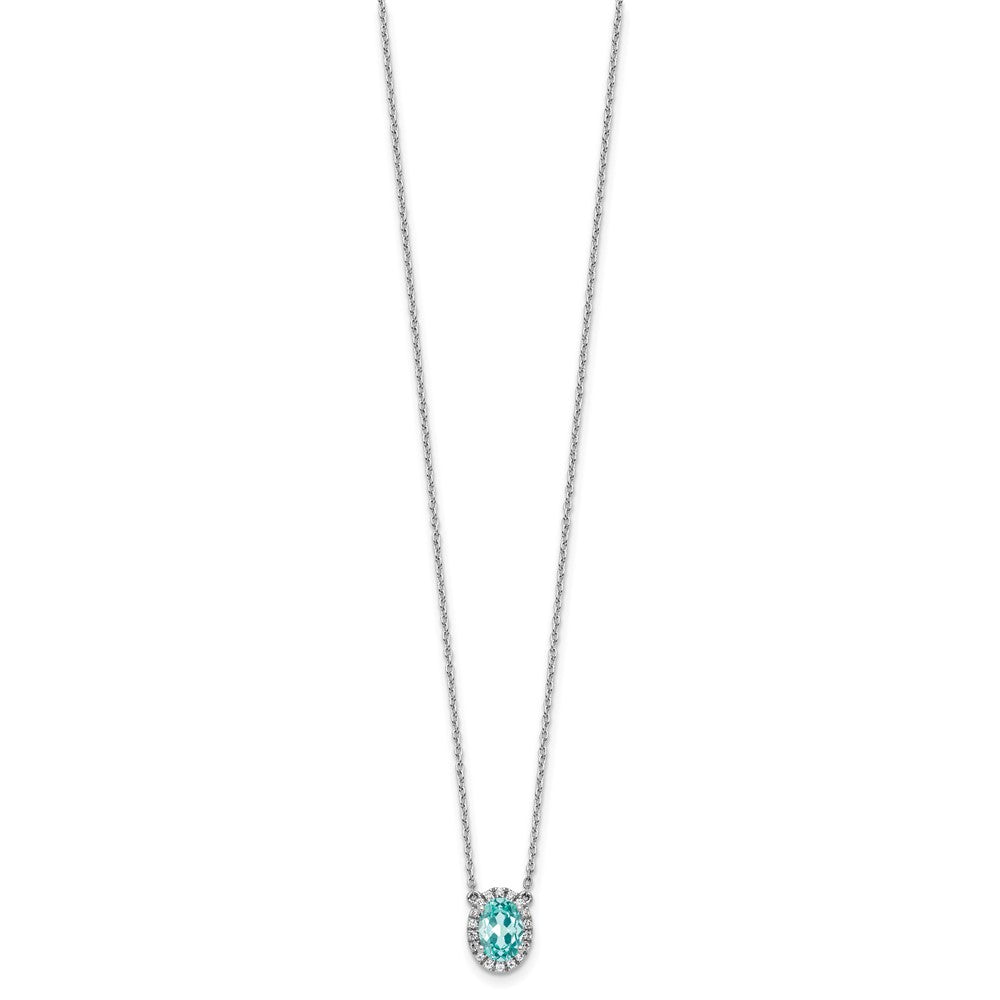 14kw 1/8 ct Lab Grown Dia VS/SI+ G+ & Cr Paraiba 18in Pendant Necklace
