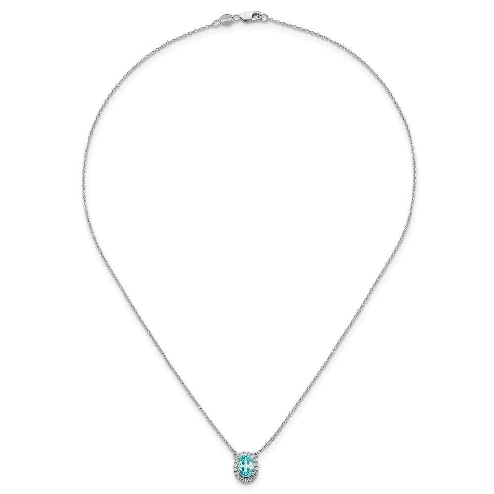 14kw 1/8 ct Lab Grown Dia VS/SI+ G+ & Cr Paraiba 18in Pendant Necklace