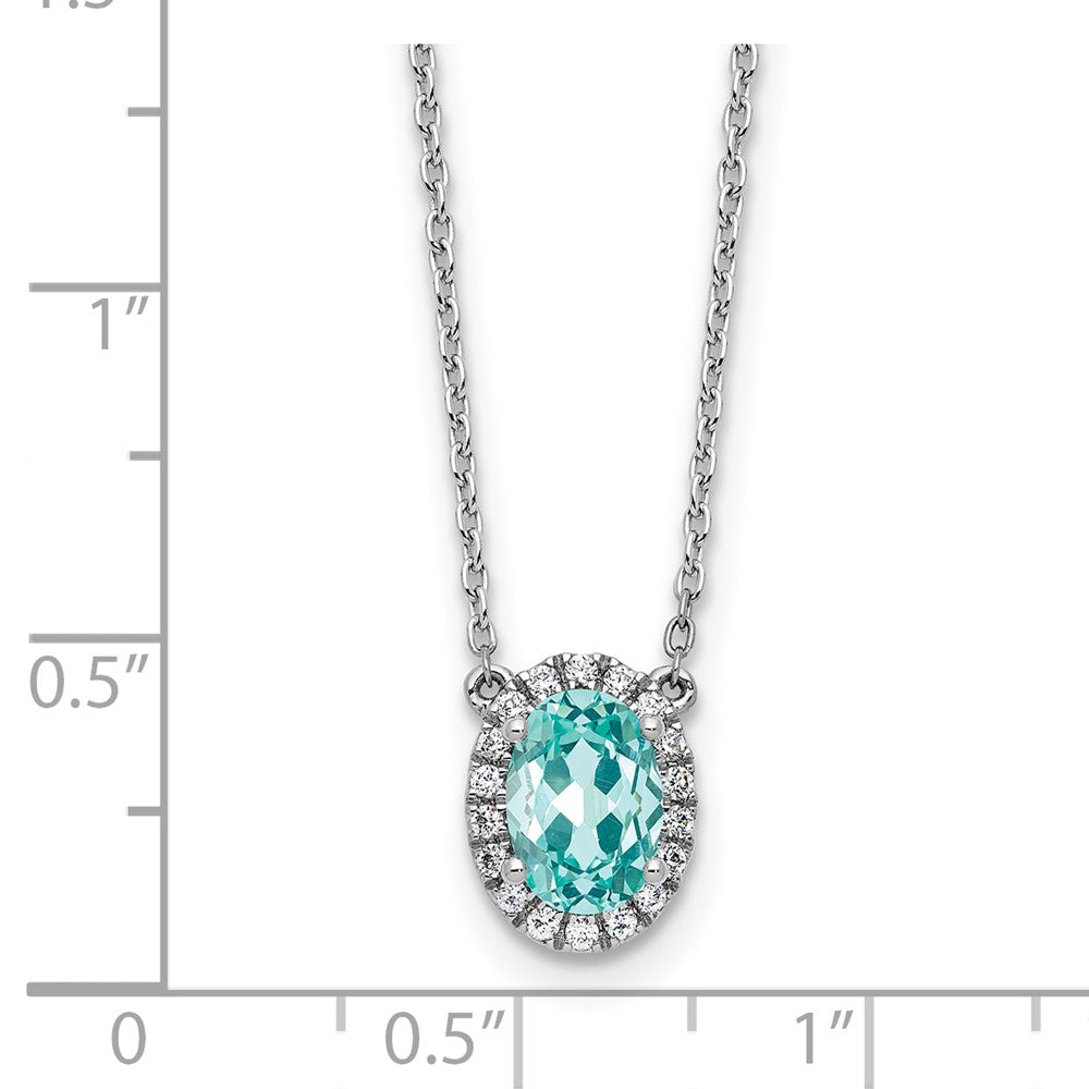 14kw 1/8 ct Lab Grown Dia VS/SI+ G+ & Cr Paraiba 18in Pendant Necklace