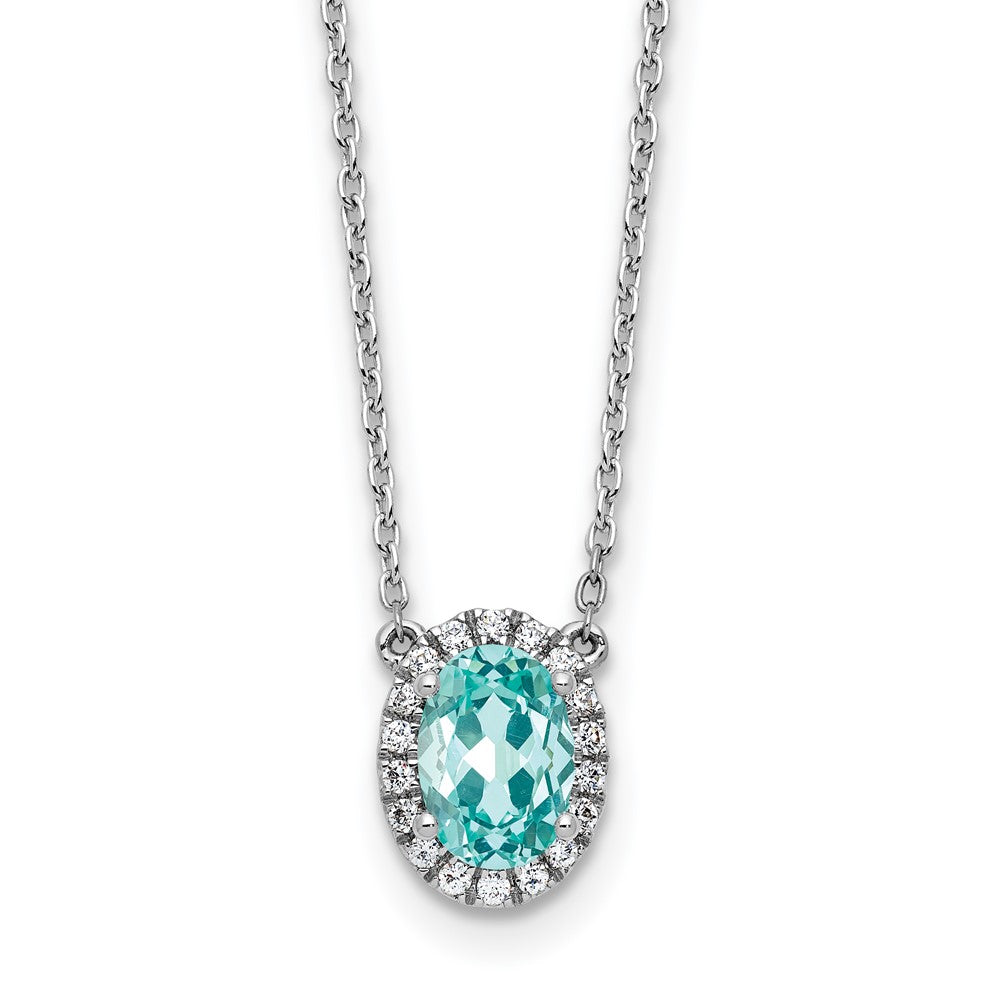 14kw 1/8 ct Lab Grown Dia VS/SI+ G+ & Cr Paraiba 18in Pendant Necklace
