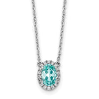 14kw 1/8 ct Lab Grown Dia VS/SI+ G+ & Cr Paraiba 18in Pendant Necklace